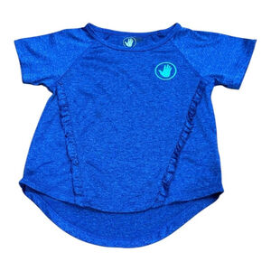 Body Glove Shirt Girls 5 Blue Activewear Short Sleeve Ruffle Hem Top Casual